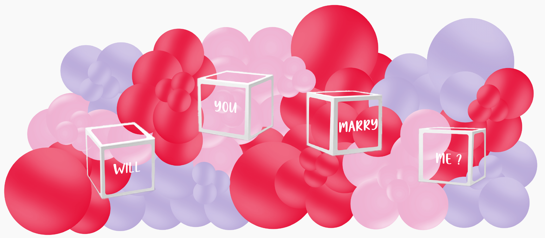 Mock-up d’une décoration pour une demande en mariage couleur lilas